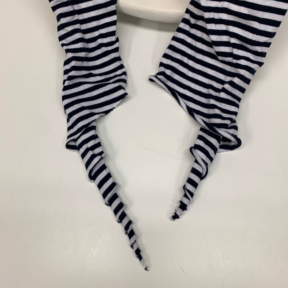 ZARA Navy White Striped T-Shirt Crop Tie Waist 👑 - Picture 3 of 8